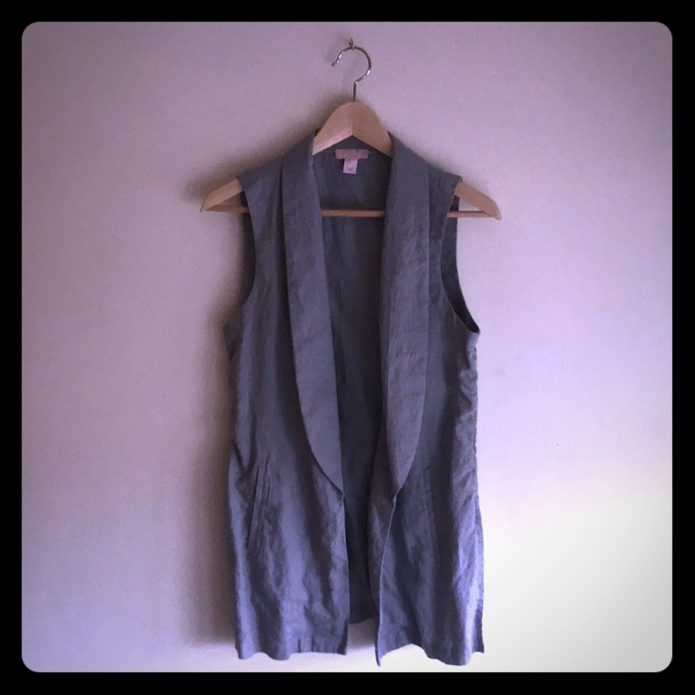 St. Tropez long, gray linen, flowy vest